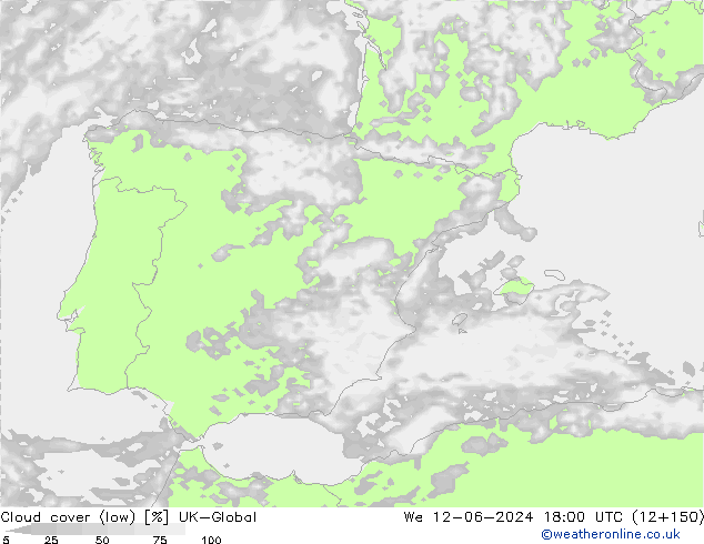 Nubes bajas UK-Global mié 12.06.2024 18 UTC