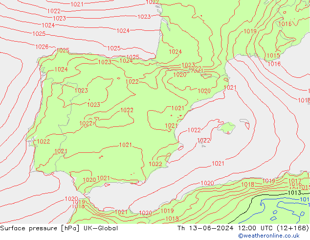 pressão do solo UK-Global Qui 13.06.2024 12 UTC