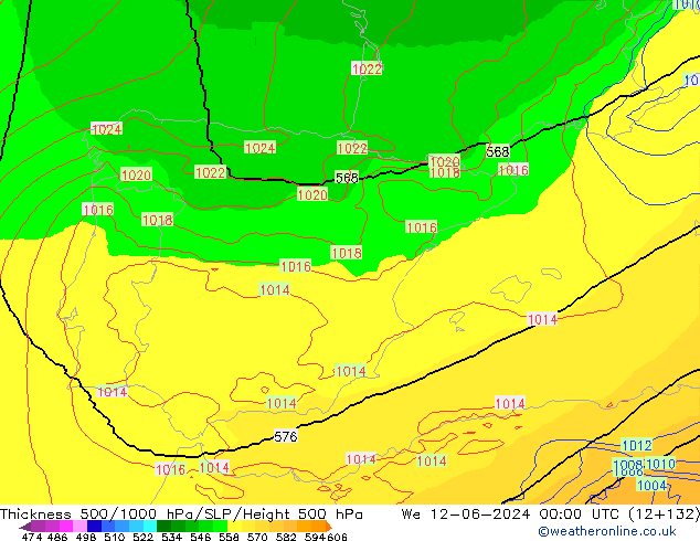 Thck 500-1000hPa UK-Global We 12.06.2024 00 UTC