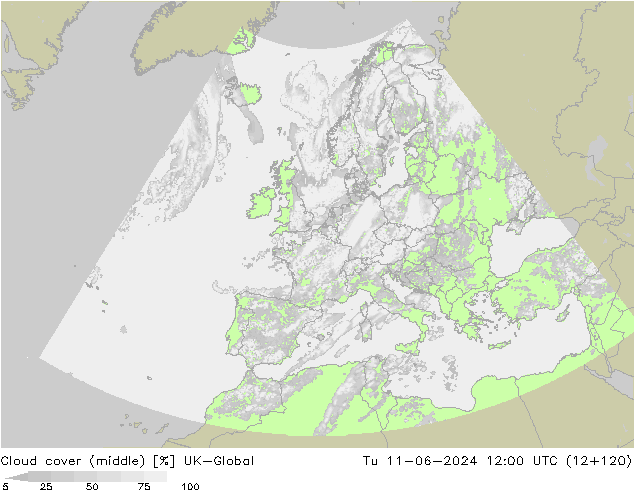 Bewolking (Middelb.) UK-Global di 11.06.2024 12 UTC