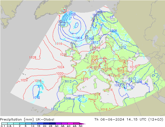 Precipitazione UK-Global gio 06.06.2024 15 UTC