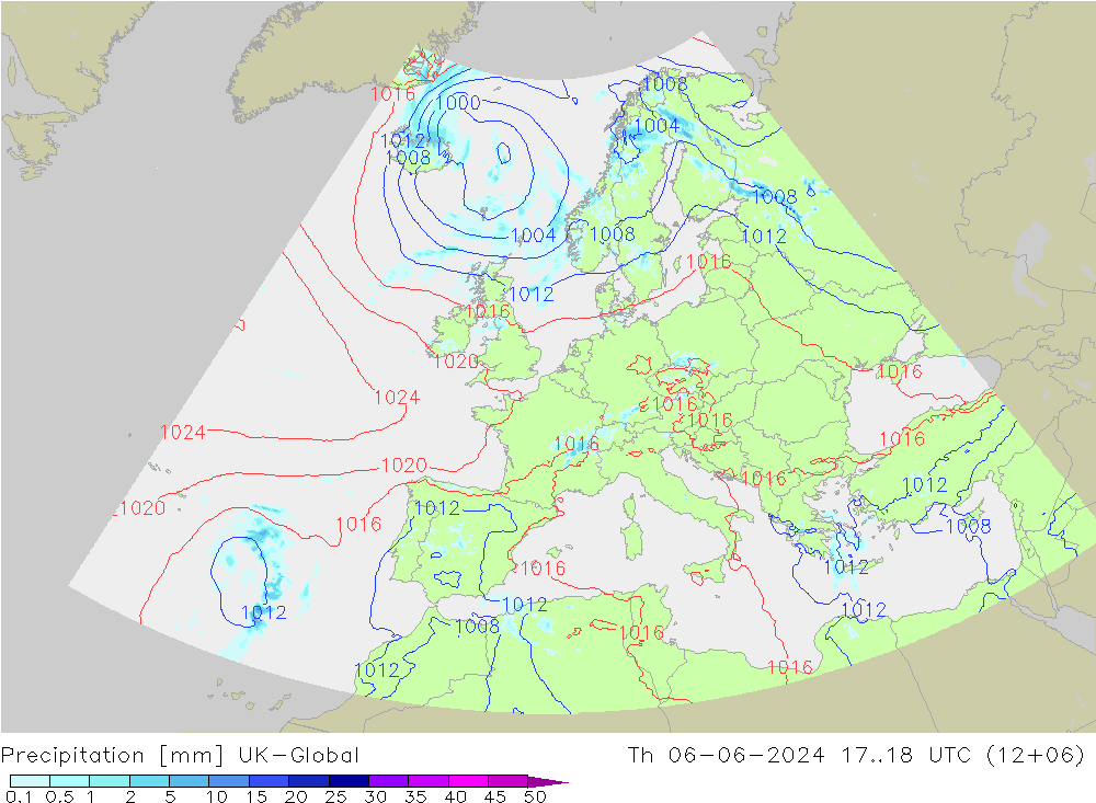 осадки UK-Global чт 06.06.2024 18 UTC