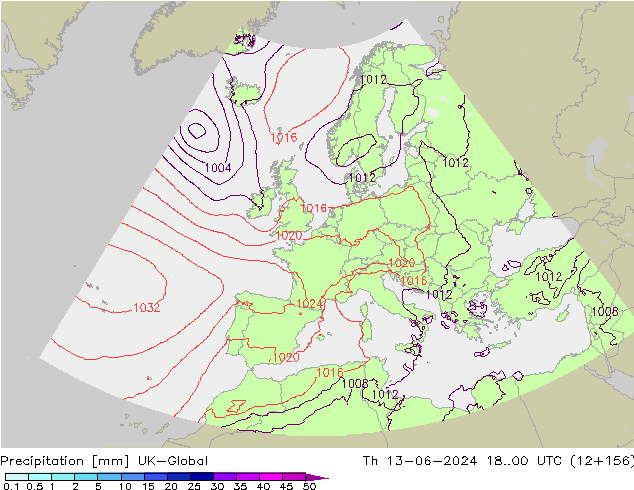 precipitação UK-Global Qui 13.06.2024 00 UTC