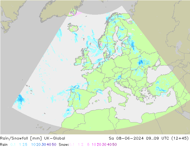 Regen/Schneefall UK-Global Sa 08.06.2024 09 UTC