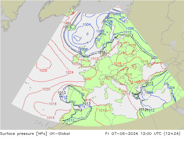 Surface pressure UK-Global Fr 07.06.2024 12 UTC