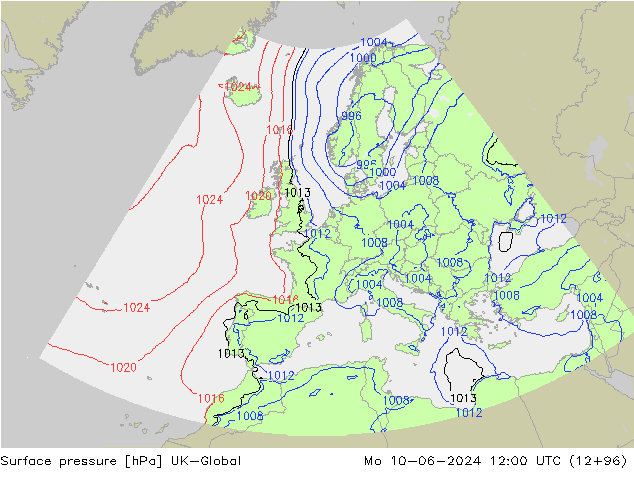 pression de l'air UK-Global lun 10.06.2024 12 UTC