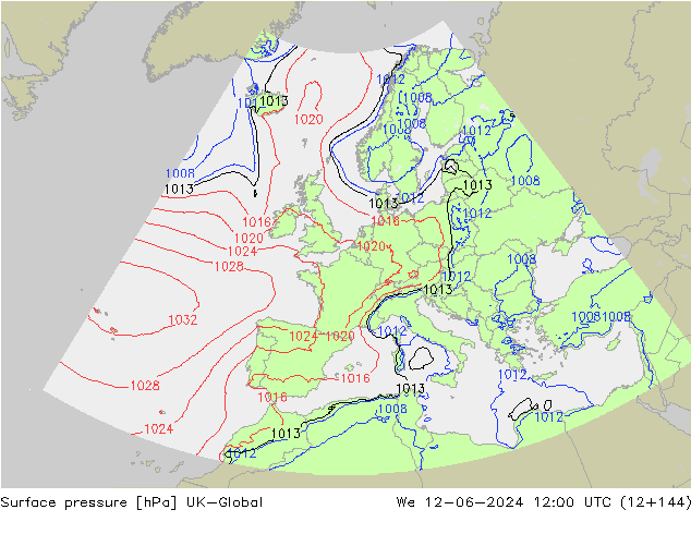 Luchtdruk (Grond) UK-Global wo 12.06.2024 12 UTC