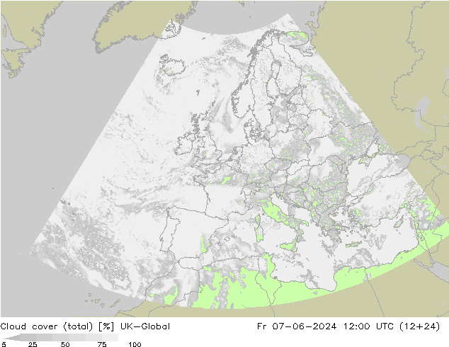 Nubes (total) UK-Global vie 07.06.2024 12 UTC