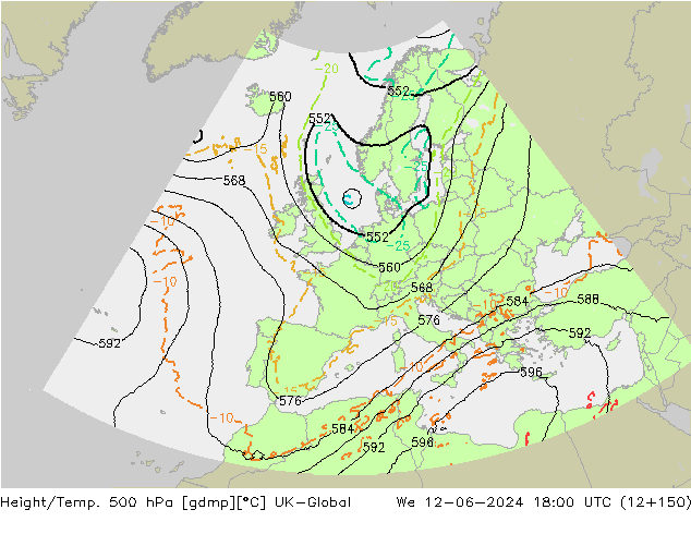 Height/Temp. 500 hPa UK-Global We 12.06.2024 18 UTC