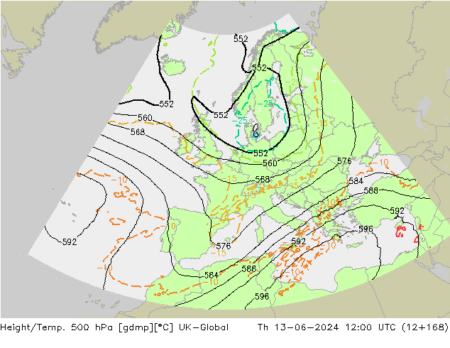 Yükseklik/Sıc. 500 hPa UK-Global Per 13.06.2024 12 UTC