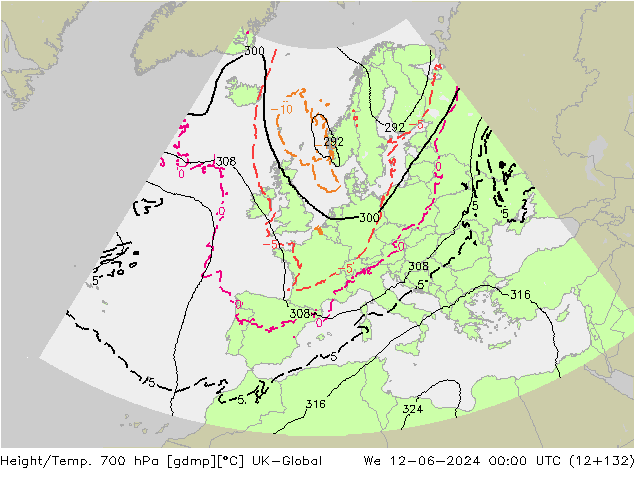 Height/Temp. 700 гПа UK-Global ср 12.06.2024 00 UTC