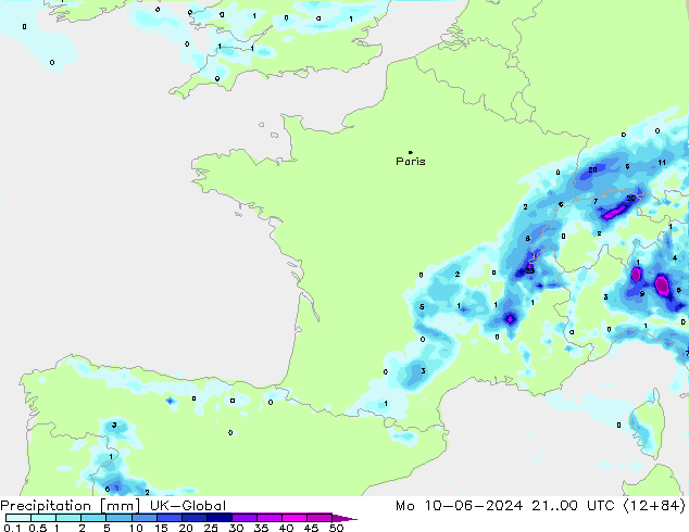 Precipitation UK-Global Mo 10.06.2024 00 UTC