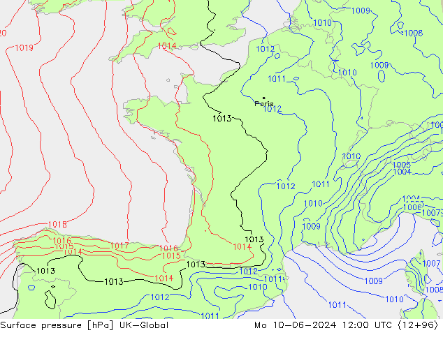 pressão do solo UK-Global Seg 10.06.2024 12 UTC