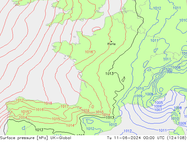 pression de l'air UK-Global mar 11.06.2024 00 UTC