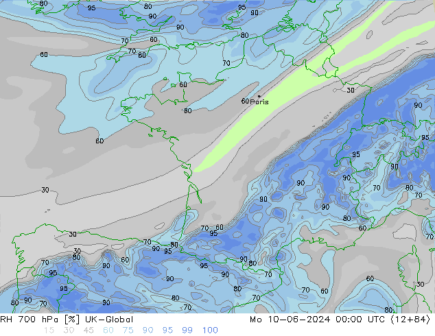 700 hPa Nispi Nem UK-Global Pzt 10.06.2024 00 UTC