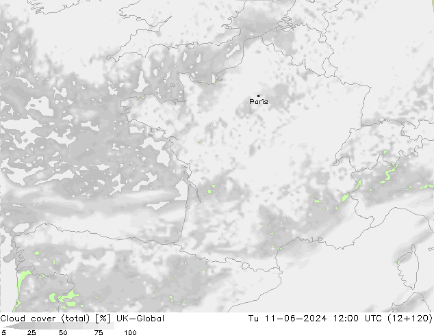 Bulutlar (toplam) UK-Global Sa 11.06.2024 12 UTC