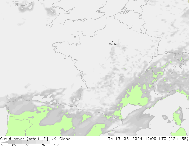 Wolken (gesamt) UK-Global Do 13.06.2024 12 UTC