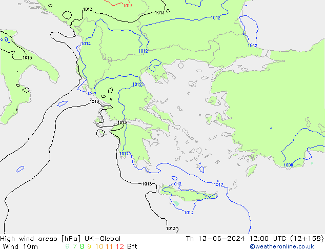 High wind areas UK-Global Th 13.06.2024 12 UTC