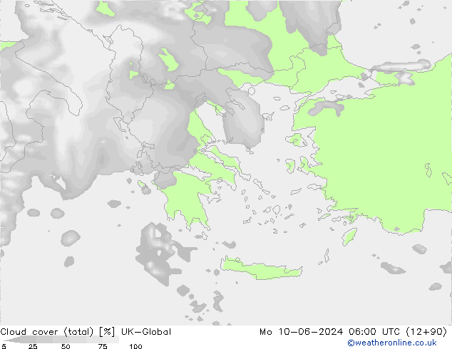 Bewolking (Totaal) UK-Global ma 10.06.2024 06 UTC