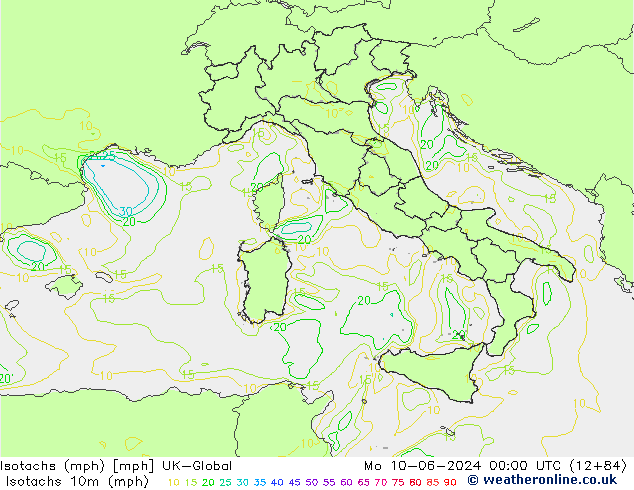 Isotachs (mph) UK-Global Po 10.06.2024 00 UTC