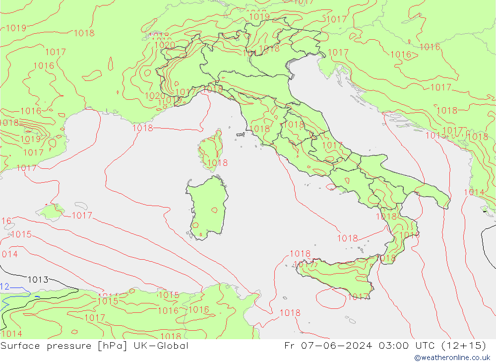 Luchtdruk (Grond) UK-Global vr 07.06.2024 03 UTC