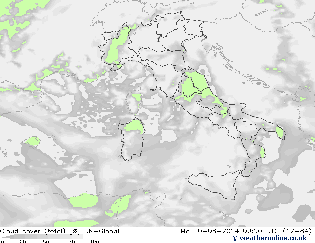 zachmurzenie (suma) UK-Global pon. 10.06.2024 00 UTC