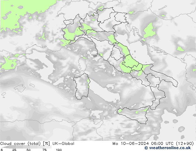 Cloud cover (total) UK-Global Mo 10.06.2024 06 UTC