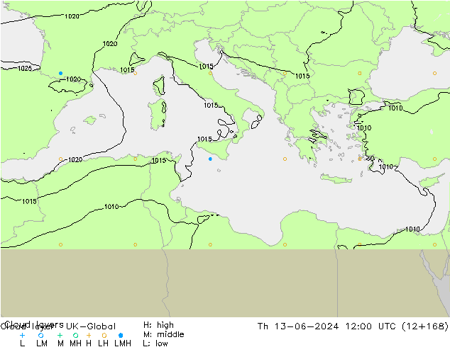 Cloud layer UK-Global Qui 13.06.2024 12 UTC