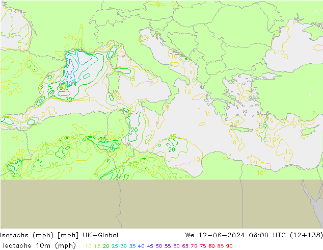 Isotachs (mph) UK-Global We 12.06.2024 06 UTC