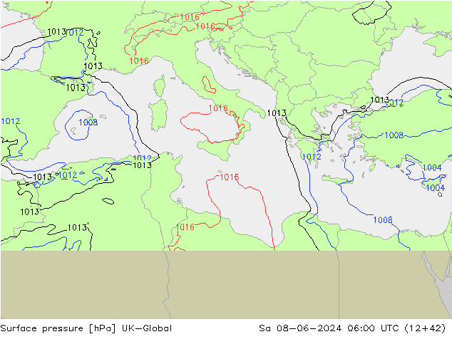 Surface pressure UK-Global Sa 08.06.2024 06 UTC