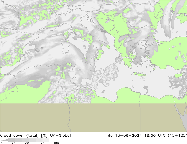 Bewolking (Totaal) UK-Global ma 10.06.2024 18 UTC