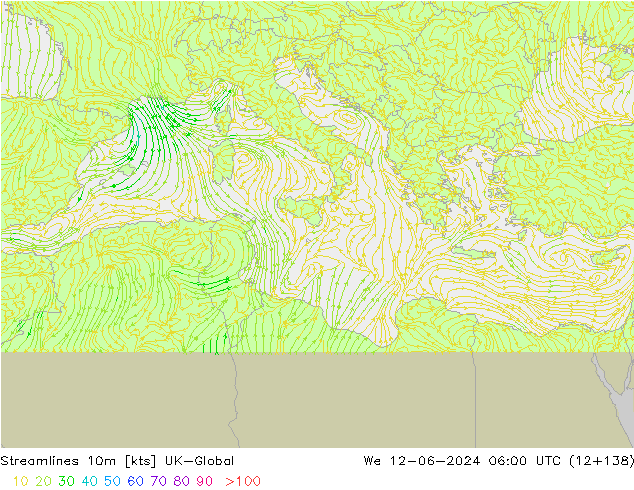 Streamlines 10m UK-Global We 12.06.2024 06 UTC