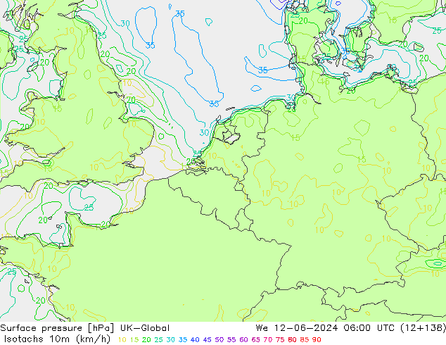 Isotachs (kph) UK-Global Qua 12.06.2024 06 UTC