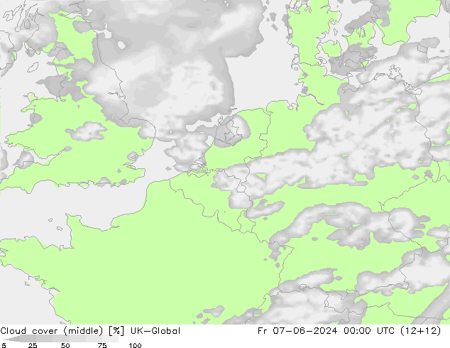 Cloud cover (middle) UK-Global Fr 07.06.2024 00 UTC