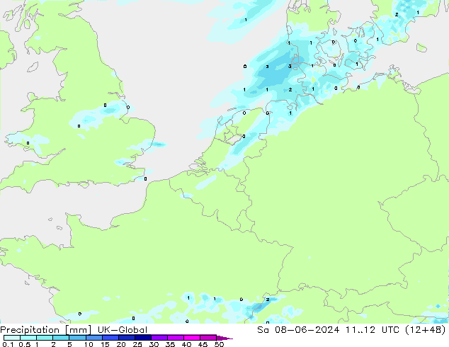 Niederschlag UK-Global Sa 08.06.2024 12 UTC
