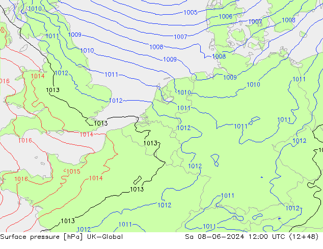 Surface pressure UK-Global Sa 08.06.2024 12 UTC