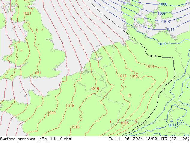 Presión superficial UK-Global mar 11.06.2024 18 UTC