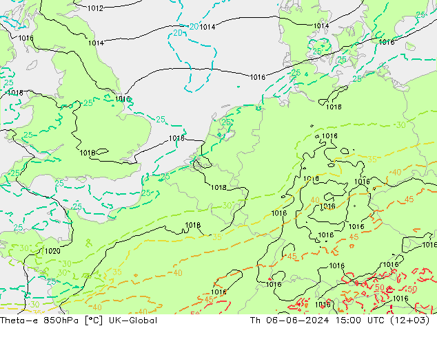 Theta-e 850hPa UK-Global jeu 06.06.2024 15 UTC