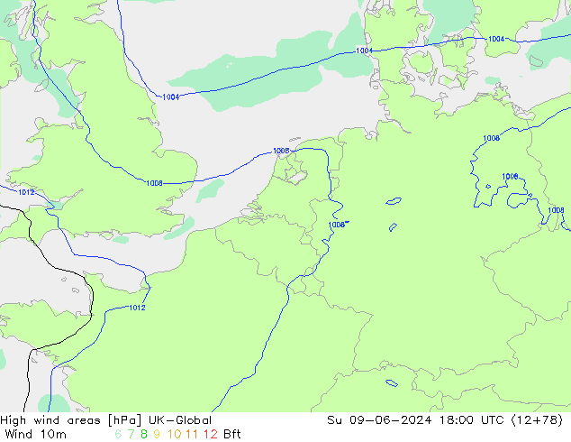 High wind areas UK-Global Su 09.06.2024 18 UTC