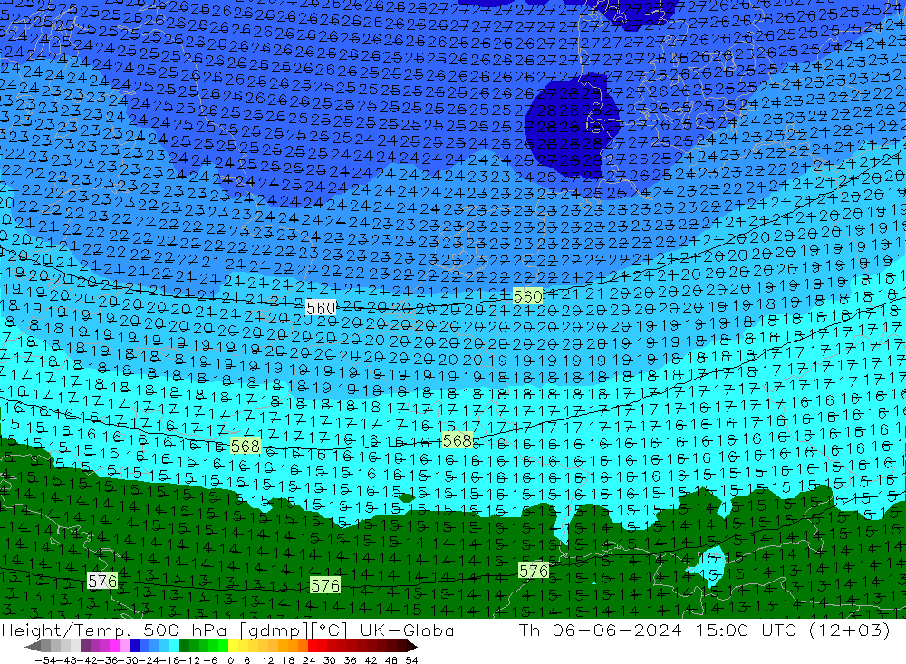 Hoogte/Temp. 500 hPa UK-Global do 06.06.2024 15 UTC