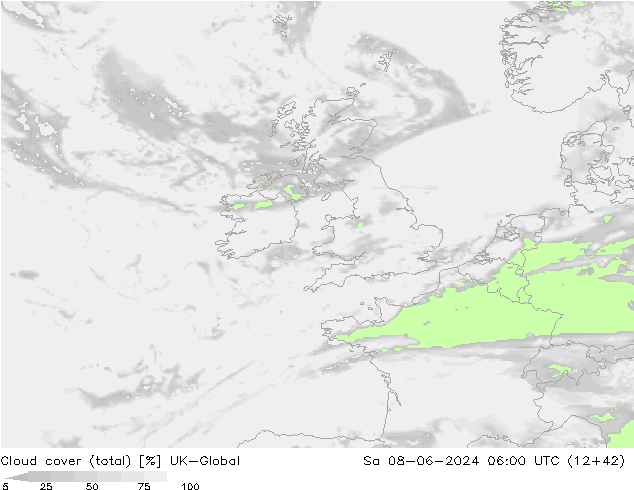 Cloud cover (total) UK-Global Sa 08.06.2024 06 UTC