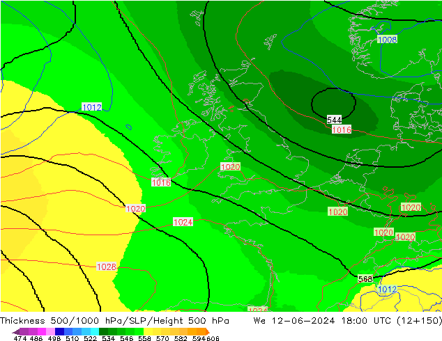 Thck 500-1000hPa UK-Global mer 12.06.2024 18 UTC