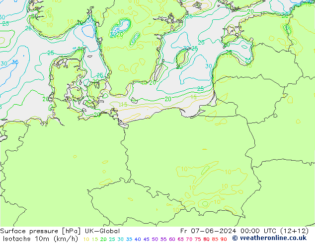 Isotaca (kph) UK-Global vie 07.06.2024 00 UTC