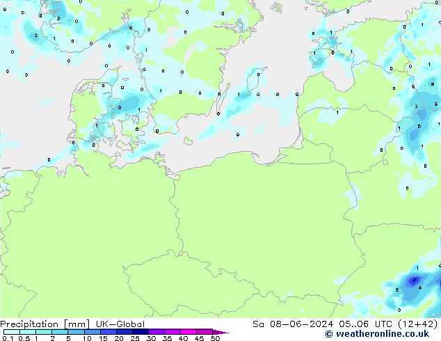 Srážky UK-Global So 08.06.2024 06 UTC