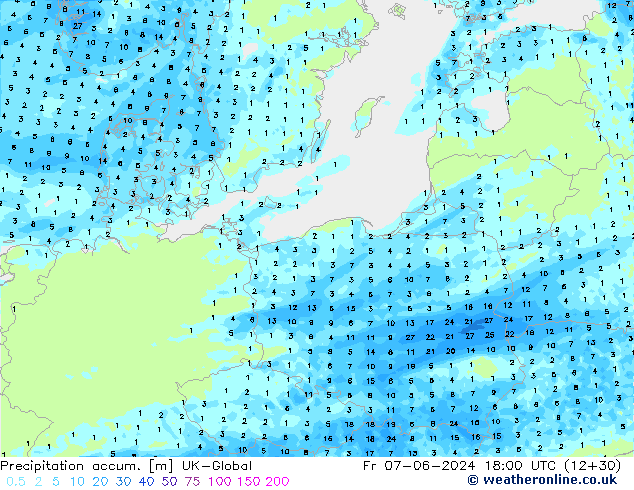 Precipitation accum. UK-Global пт 07.06.2024 18 UTC