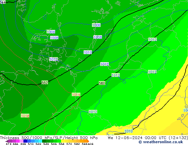 Thck 500-1000гПа UK-Global ср 12.06.2024 00 UTC