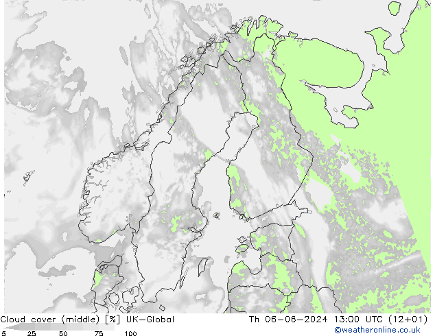 Wolken (mittel) UK-Global Do 06.06.2024 13 UTC