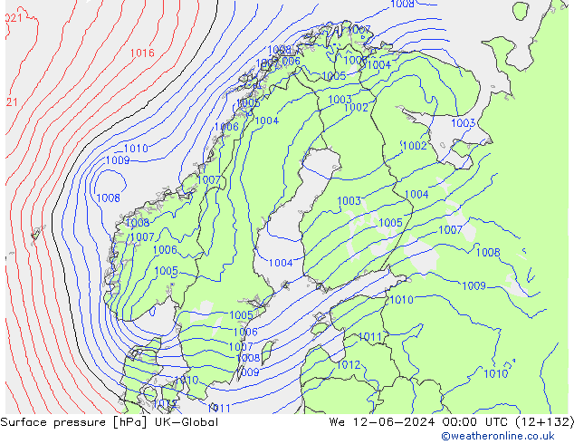 Surface pressure UK-Global We 12.06.2024 00 UTC