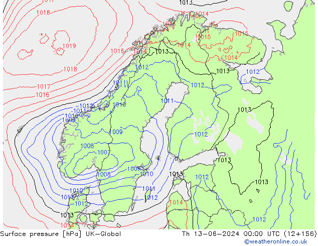 Luchtdruk (Grond) UK-Global do 13.06.2024 00 UTC