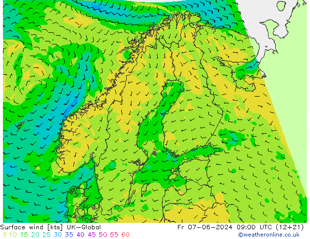 Surface wind UK-Global Fr 07.06.2024 09 UTC